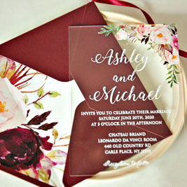 Blush Flowers Clear Acylic  Wedding Invitation